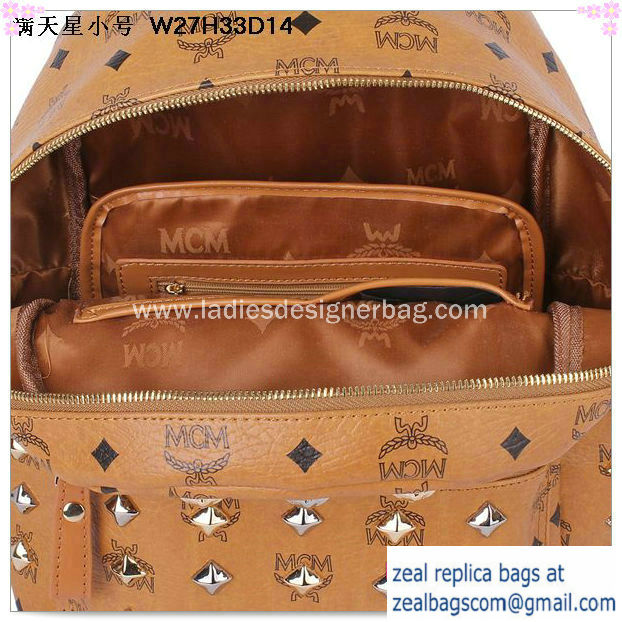 High Quality Replica MCM Stark Studded Small Backpack MC2089S Wheat - Click Image to Close